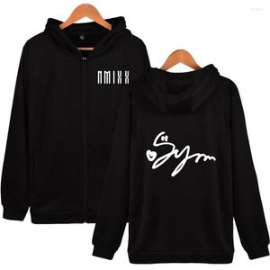 Herren Hoodies Kpop NMIXX Signature Zipper Hooded Sweatshirt Streetwear Winter Cool Logo Langarm Zip-up Harajuku Casual