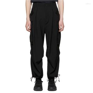 Men's Pants Black Casual Simple Spring And Summer Small Leg Large Drawstring Wide