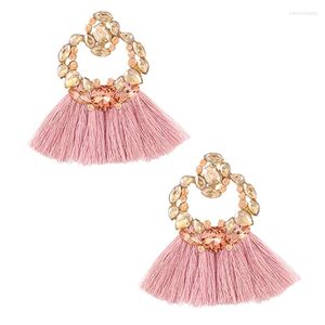 Dangle Earrings ZHINI 2023 Trendy Charming Colorful Crystal Drop For Women Boho Exaggerate Handmade Tassel Earring Jewelry Gift