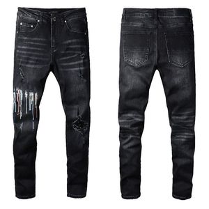 Skinny jeans män mens jeans designers män jeans mens retro lapptäcke blossade byxor cool ny stil för man staplade rippade långa byxor raka y2k l2