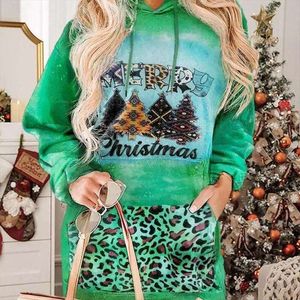 Womens Clothing Christmas Tree Leopard Aztec Geometric Tie Dyed Hooded Mini Dress