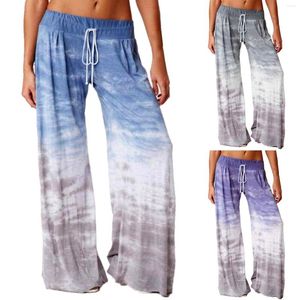 Shorts ativos femininos casuais soltos com gradiente tie dye estampados calças curtas formais para babador longo macacão de perna larga