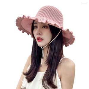 Wide Brim Hats Outdoor Sun Protection Empty Top Hat For Women's Summer Retro Travel With Wavy Edges And Beach Curly Large 2023