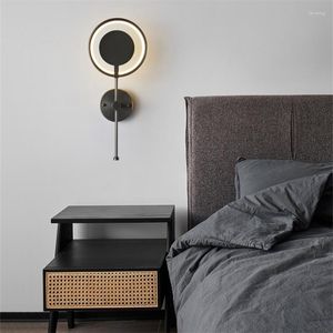 Lampa ścienna Temar Nowoczesna mosiężna LED 3 kolory Vintage Creative Black Bed Sconce Light do domowej sypialni wystrój salonu