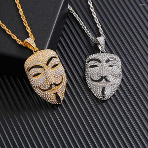 Chains Hip Hop Joker Face Pendant Necklace For Men Unisex Twist Chain Party Punk Metal Jewelry Rhinestone Pave Couple Gift Dropship