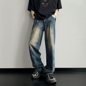 Herren Jeans Curve Gestreifte gewaschene Vintage Hose mit weitem Bein für Männer und Frauen Gerade Hip Hop Y2K Denim Hose Streetwear
