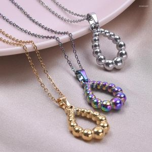 Chains Exquisite Elegant Water Drop Pendant Necklace For Women Girl Stainless Steel Bead Connection Choker Jewelry Party Gifts