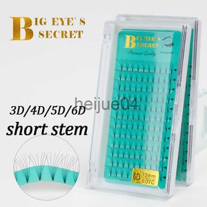 Falska ögonfransar Big Eye's Secret Short STEM Pre Made Volume Fans Faux Mink Premade Russian Volume Eyelash Extension X0802