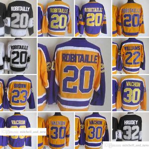 1967-1999 Movie Retro CCM Hockey Jersey Embroidery 20 Luc Robitaille 30 Rogatien Vachon 32 Jonathan Quick 23 Dustin Brown 22 WILLIAMS Vintage Jerseys