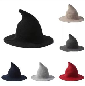 Halloween Witch Hat Men and Women Wool Knit Hats Fashion Solid Girlfriend Gifts Party Fancy Dress FY4892