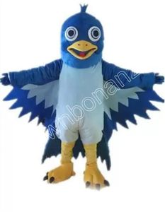 Pássaro de boca grande azul de alta qualidade Mascote Animais Traje Roupas Adultos Festa Fancy Dress Outfits Halloween Xmas Outdoor Parade Ternos
