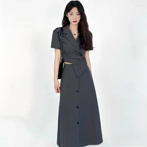 Two Piece Dress UNXX Summer Korean Fashion Skirt Suit Women Set Short-sleeved Short Section Jacket Top A-line 2pcs Matching Sets