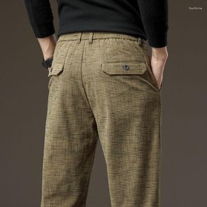 Men's Pants 2023 Autumn Winter Men Corduroy Casual Streetwear Fashion Male Clothing Solid Elastic Straight Full Trousers 28-38