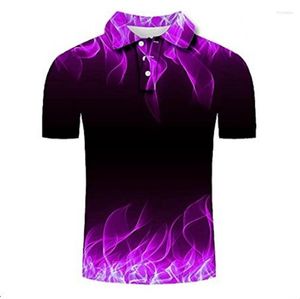 Men's Polos Red Blue Flame 3D Printed Polo Shirt Summer Casual Fashion Short Sleeve Tops Lapel Male Cool Comfortable Top Camiseta Sweatshirt