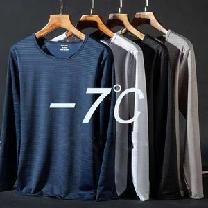 T-shirt da uomo T-shirt a maniche lunghe in seta di ghiaccio da uomo in maglia ad asciugatura rapida t traspirante stretch sottile top allentato protezione solare esterna raffreddamento 230802