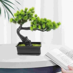Flores decorativas Plantas artificiais Bonsai Mesa falsa Árvore interior Decoração de mesa Estatueta de pinho Decorações de plástico Escritório