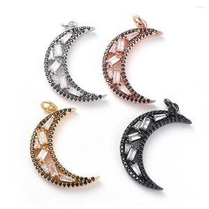 Anhänger Halsketten Pandahall 5 Stücke Mischfarbe Mond Messing Micro Pave CZ Zirkonia Anhänger Charms mit Sprungringen Fo Halskette Schmuck