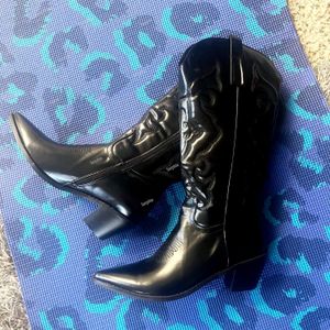 Botas de botas ocidentais para mulheres botas de cowboy metálico, canta.