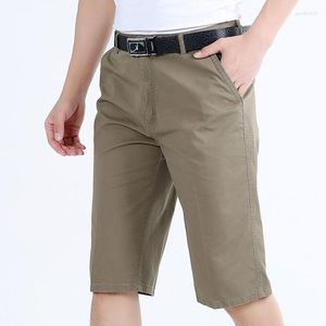 Mäns shorts 2023 Sommarmän Fashion Solid Color Cotton Kne Längd Bekväma Casual Pants Man Loose Straight P226