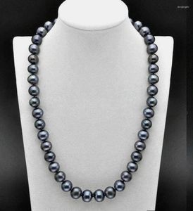 Chains Natural 9-10 Mm Tahitian Black Blue PEARL NECKLACE 14K GOLD 18"fine JewelryJewelry Making