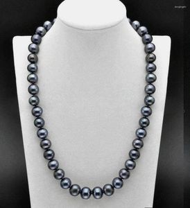 Catene Naturali 9-10 Mm Tahiti Nero Blu COLLANA DI PERLE ORO 14K 18