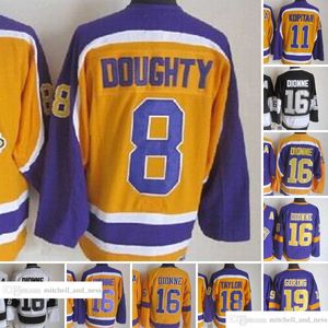 Movie Vintage Hockey 16 Marcel Dionne Jerseys CCM Embroidery 19 Butch Goring 11 Anze Kopitar 8 Drew Doughty 18 TAYLOR Jersey Yellow White Black Men