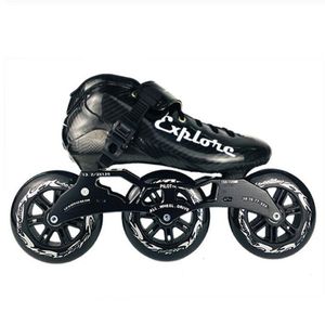 Inline-Rollschuhe, 125 mm, 3 Räder, Marathon, Inline-Speed-Skateboard, groß, 3 x 125 mm, Speed-Skate-Schuh, Sport, Rennen, Kinder, Erwachsene, Kohlefaser-Roller 230802