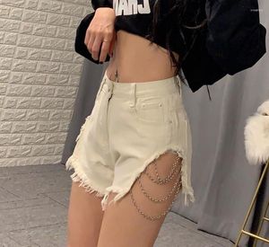 Frauen Shorts 2023 Frauen Sexy Blau Streetwear High-taille Spitze-up Fransen Denim Saum Zerrissene Kurze Jeans Skinny sommer