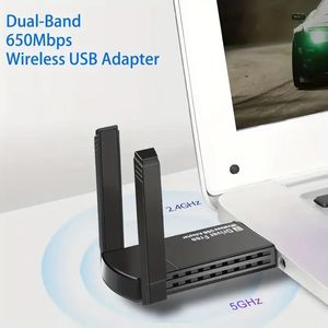 650 Mbps USB 3.0 Trådlös WiFi-adapter för PC, USB Wi-Fi Dongle AC Mini Network Adapters 802.11ac 2,4 GHz/5GHz inbyggd antenn för Windows 11/17/8/8/8.1/XP, förarfritt
