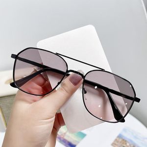 Sunglasses Cross-border Trend Fashion Retro Double-beam Metal Glasses Ins Personality Irregular Online Celebrity