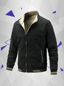 メンズジャケットジャケットスプリングと秋の両面ウェアカジュアルファッション薄いコートトレンドビジネスアウトウェア