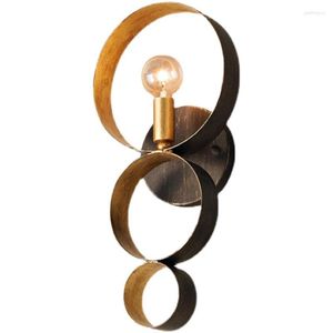 Wall Lamps American Copper Circle Retro Loft Industrial Wind Designer Study Dining Room Decorative Sconces Lights E14 Lighting