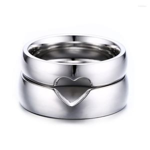 Cluster Rings Half Heart Wedding For Women Men Alliance Simple Anniversary Band Ring Bijoux Engagement Jewelry Gift