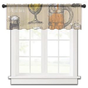 Tenda Birra Bicchiere da vino Retro Testo Cucina Piccola finestra Tulle Sheer Breve Camera da letto Soggiorno Home Decor Voile Drapes