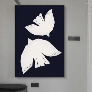 Sfondi 1pc Frameless Praise Of Peace Pigeon Poster Moderno Minimalista Arte della Tela di Canapa Pittura Pitture Murali Casa Bar Decorazione Della Stanza