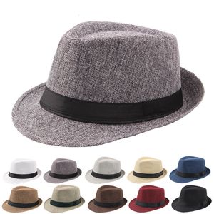 Breda randen hattar hink vår sommar retro herr fedoras topp jazz pläd vuxen bowler klassisk version chapeau 230801
