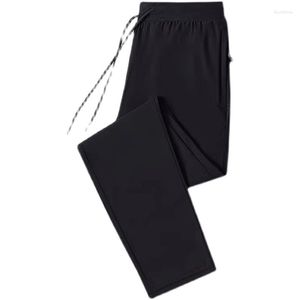 Pantaloni da uomo estivi lunghi larghi di grandi dimensioni traspiranti abbigliamento sportivo hip-hop sottile nero