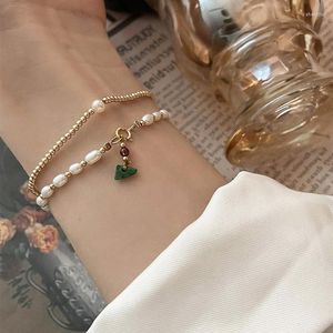 Strand Light Luxury French Freshwater Pearl Natural Stone Armband Female Korean Minority Personlighet Enkel mångsidig stil Fashion