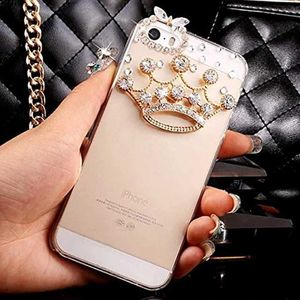 Корпуса сотового телефона Luxury Bling Crystal Diamond Crown Clear Back Arinestone Cope Cope Cope для iPhone 14 11 12 13 Pro Max XR XS Max 6 6S 7 8 Plus L230731