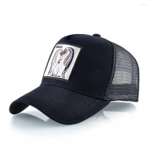 Boll Caps Women's Baseball Cap med Penguin Brodery Patch Snapback Mesh Dad Hat Women Fashion Weatwear Hip Hop Trucker Visor