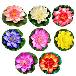 Dekorativa blommor Artificial Lotus Decor Aquarium Landscape Simulation Floed Pool Floating Pond