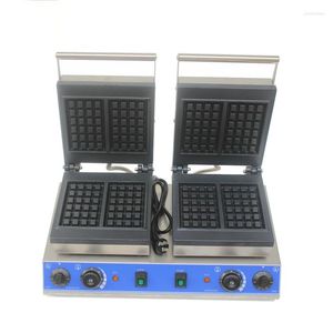 Bread Makers Commercial Non-stick Double Head Electric Same Square Waffle Maker Machine Customs Plate Oven Equipment 220/110v