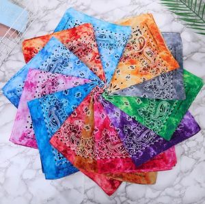 55*55CM Paisley Bandana Tie Dye Magic Hip-hop Head Wrap Wristband Headband Double Side Print Headscarf Silk