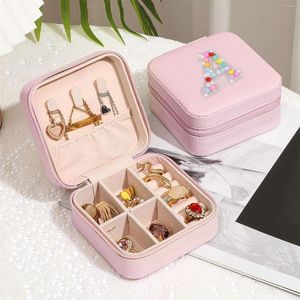 Pudełka do przechowywania początkowa obudowa biżuterii podróży mini przenośny organizator spersonalizowany pudełko prezenty dla kobiet dziewcząt