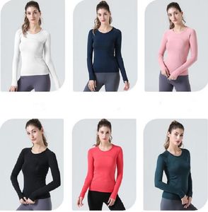 Allinea le maniche lunghe di yoga di lwomen a colori solidi sport sport sports witness fitness stretto jogging sportswear women di alta qualità