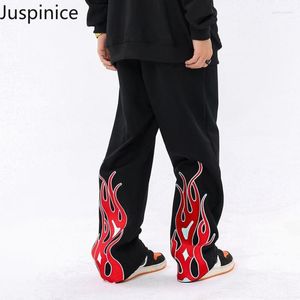 Men's Pants Juspinice American Retro Printed Loose Wide Leg High Street Hip Hop Straight Sweatpants Korean Casual Trousers Clothes