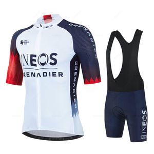 Cycling Jersey Sets Ineos 2023 Men Short Sleeve Set Summer Bicicleta Clothing MTB Maillot Ropa Ciclismo Sportswear Blue Bicycle Suit 230801