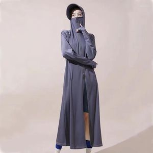 Giacche da donna Giacca lunga in seta di ghiaccio Sottile Protezione solare Abbigliamento Donna Giacca 2023 Cappotto estivo traspirante con protezione solare UV da donna