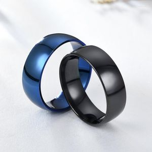 Cluster-Ringe, Titanstahl, polierter innerer und äußerer Bogen, 6 mm breit, männlicher oder weiblicher Ring, Hochzeit