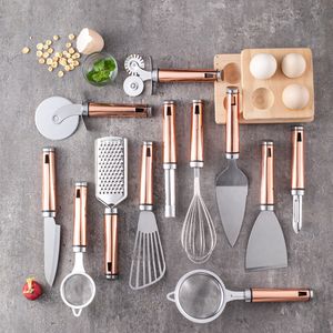 Kitchen Mały zestaw narzędzi 13 -częściowy zestaw obierający, nóż owocowy, planner melona, ​​pomocne narzędzia spożywcze z stojakiem do przechowywania